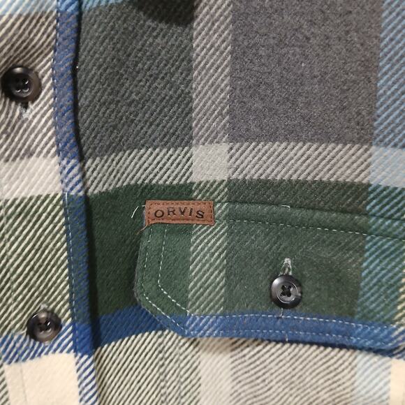 Orvis Flannel Shirt Big Bear Double Brushed Button Down Pockets Plaid Heavy - Picture 5 of 10